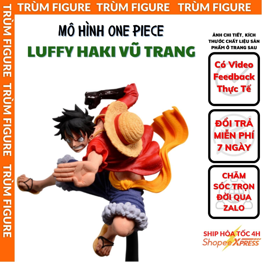 Mô hình, Figure Luffy mũ rơm sử dụng haki vũ trang, Anime One Piece, No Box- Trùm Figure