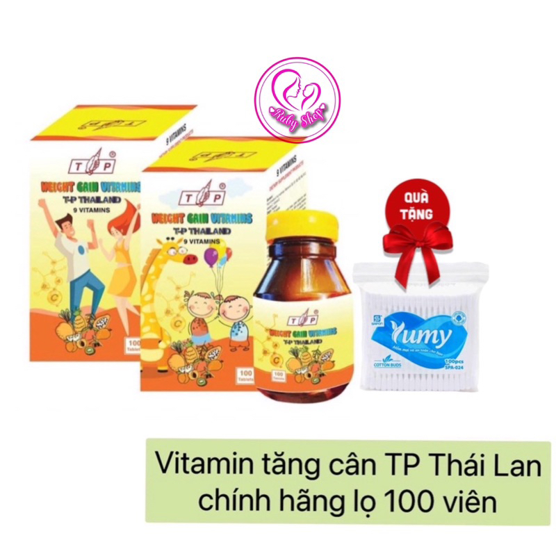Vitamin tăng cân TP Thái Lan hộp 100 viên chính hãng - Tăng cân nhanh, hiệu quả, an toàn + quà gói tăm bông