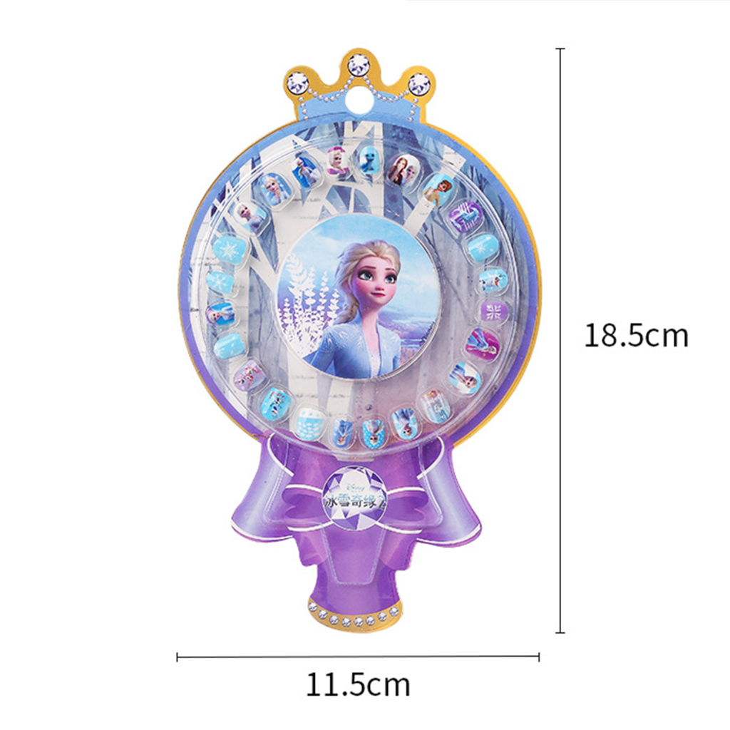 Combo set dán móng tay nhựa kèm keo dán và 1 tấm sticker 3D cho bé gái công chúa Disney, Frozen Elsa, Mickey - DMT01