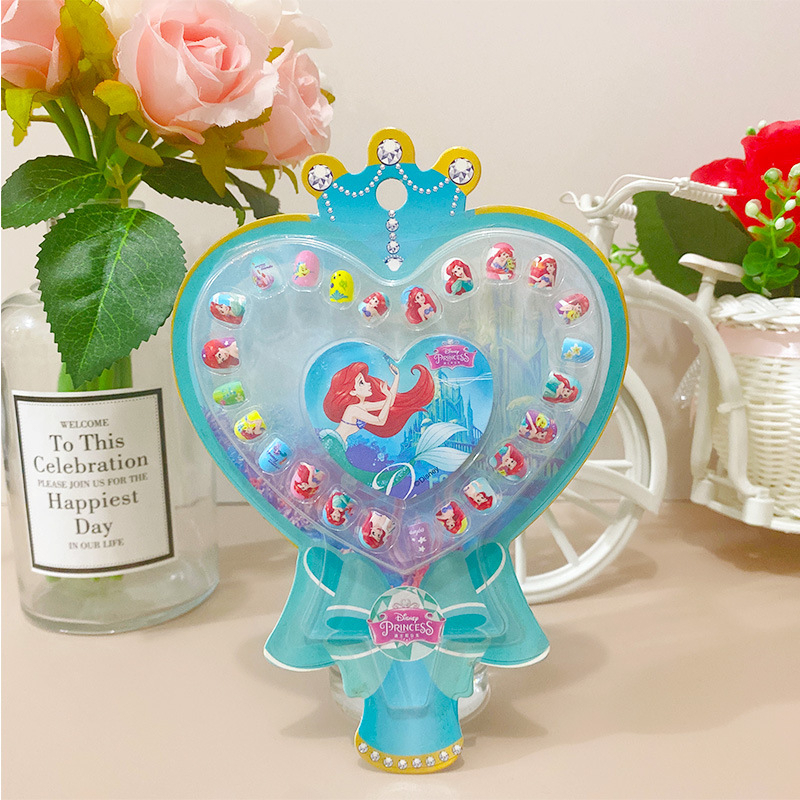 Combo set dán móng tay nhựa kèm keo dán và 1 tấm sticker 3D cho bé gái công chúa Disney, Frozen Elsa, Mickey - DMT01
