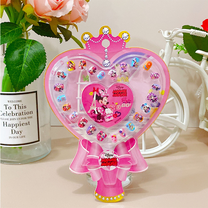 Combo set dán móng tay nhựa kèm keo dán và 1 tấm sticker 3D cho bé gái công chúa Disney, Frozen Elsa, Mickey - DMT01