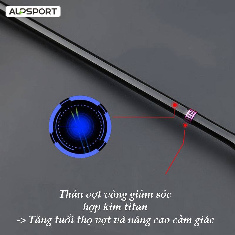 Vợt cầu lông khung cacbon siêu nhẹ ALPSPORT – Bộ 1 cây vợt cầu lông siêu nhẹ chất liệu sợi cacbon BBQ2.0 8U G5 65g