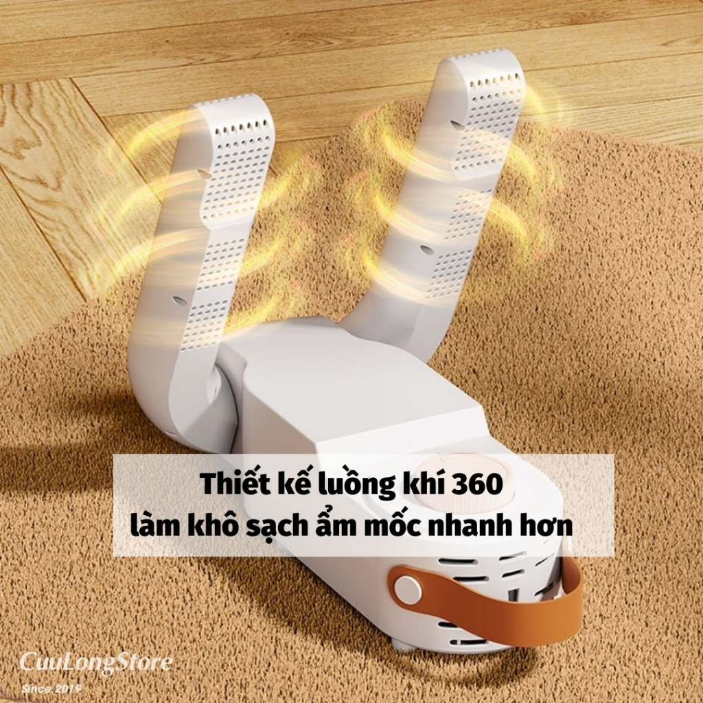 Máy Sấy Giày Khử Mùi Hôi Vi Khuẩn Bằng Tía Cực Tím, làm khô khử trùng nhanh tất găng tay, hẹn giờ tự ngắt thông minh