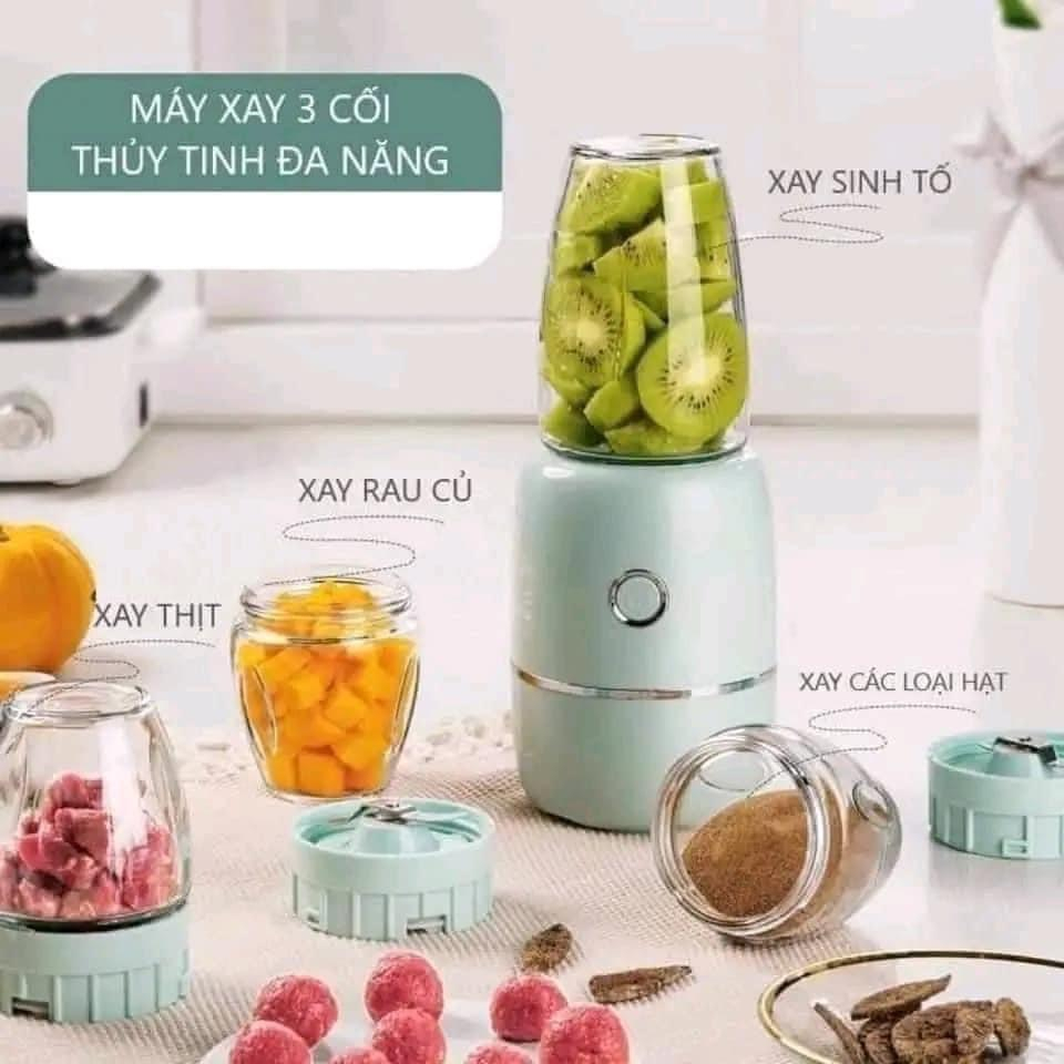 Máy xay 3 cối thuỷ tinh