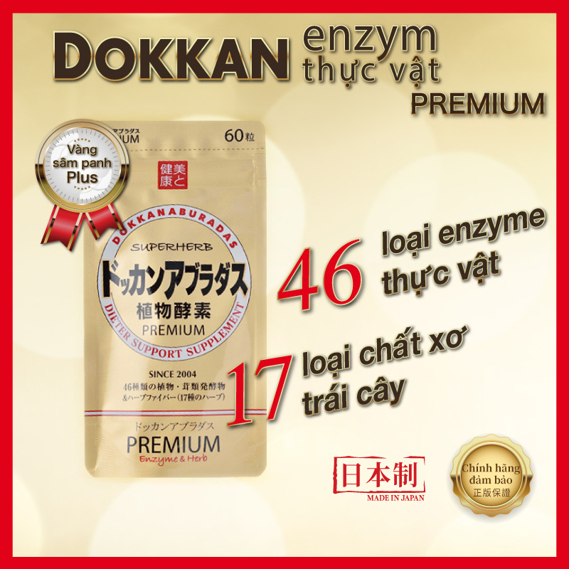 Viên uống tan mỡ toàn diện Slim Be Premium Dokkan - Enzyme protein thực vật tự nhiên - Chính hãng