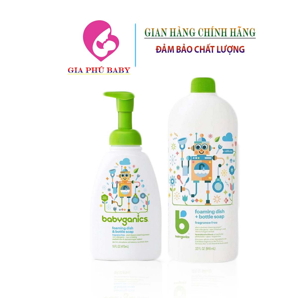 Nước rửa bình sữa Babyganics chai 473ml - 946ml