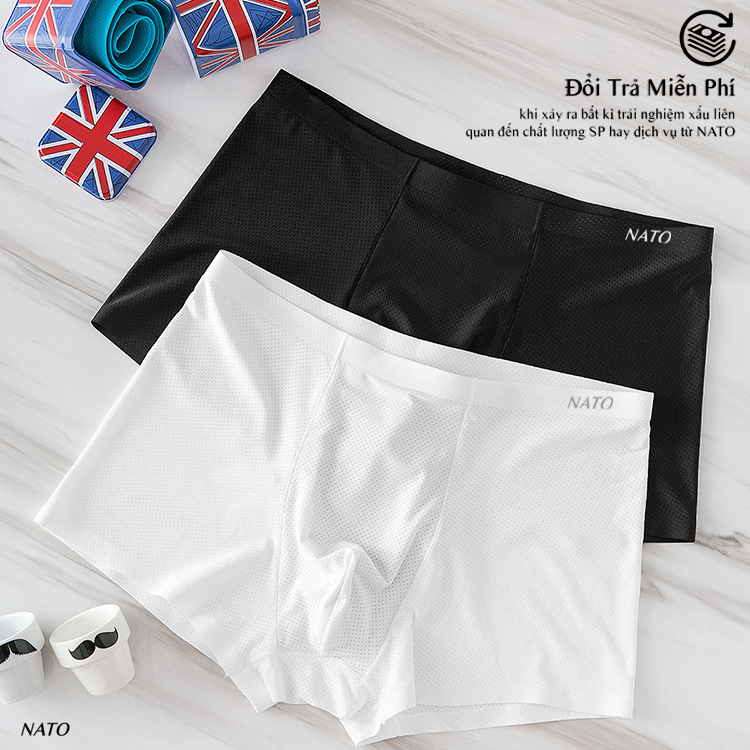 Quần Lót Boxer AIR-MAX Nam Vải Lụa Băng Tự Nhiên 100% Thun Lạnh Cao Cấp Màu Đen Xám Basic Trơn Mát Thoáng Xì Lip Sì NATO