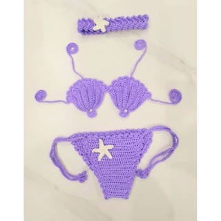 Bikini hình sò cho bé gái đi biển
