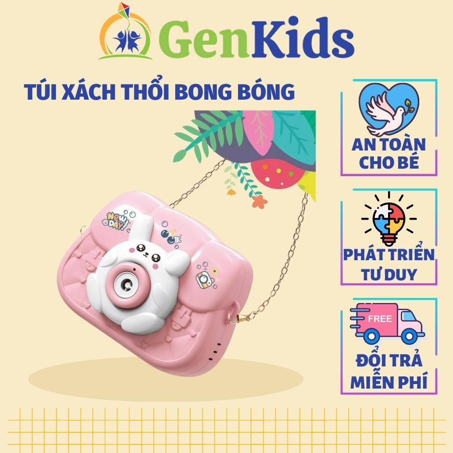 Máy ảnh bắn bong bong bóng hình túi xách động vật tặng kèm 3 pin AA GenKids Máy thổi bong bóng tự động dễ thương