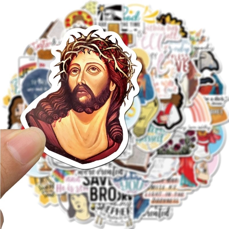 Combo 50 miếng dán sticker Chúa Jesus Giê Su Amen dán