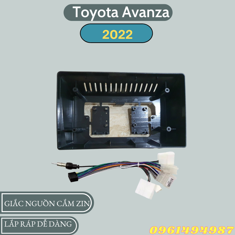 Mặt dưỡng 10 inch Toyota Avanza 2022 kèm dây nguồn cắm zin dùng cho màn hình DVD android