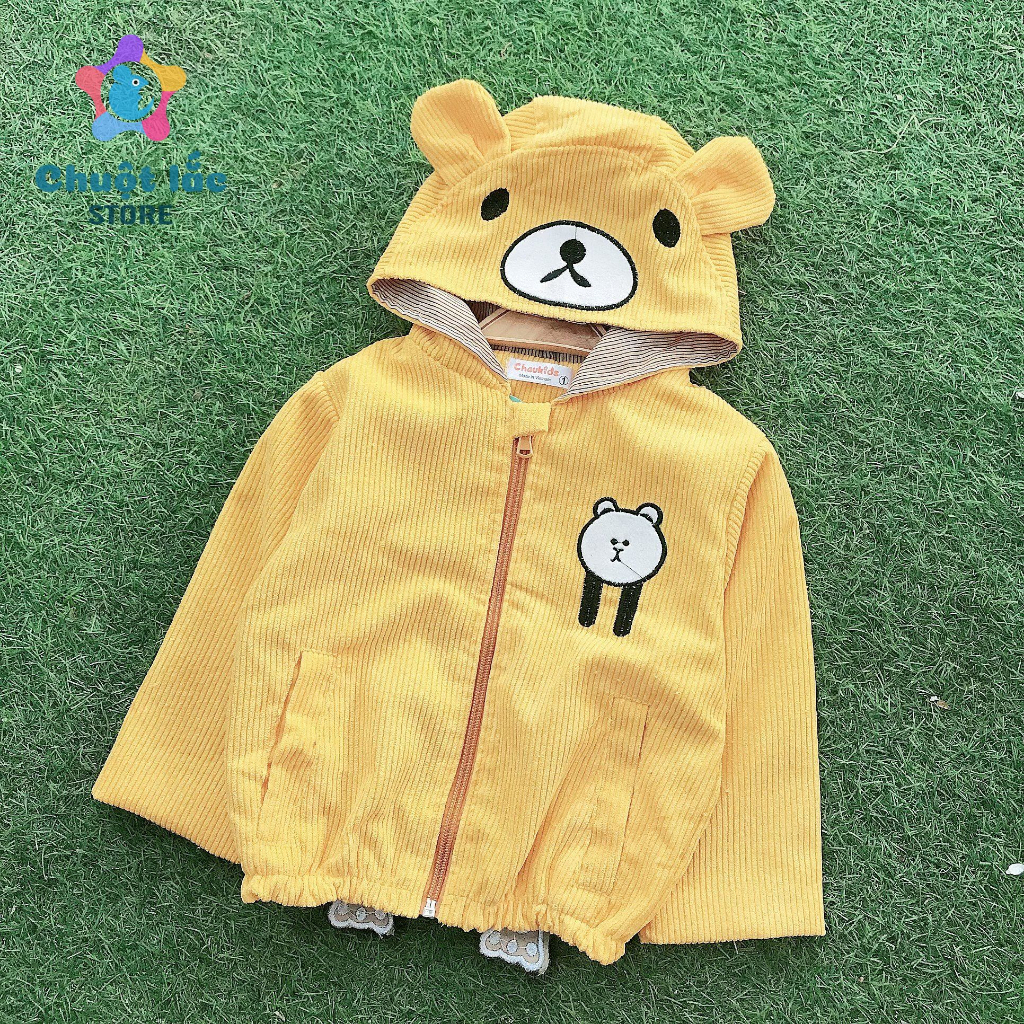 Áo khoác cho bé trai bé gái hình gấu từ 7kg đến 18kg
