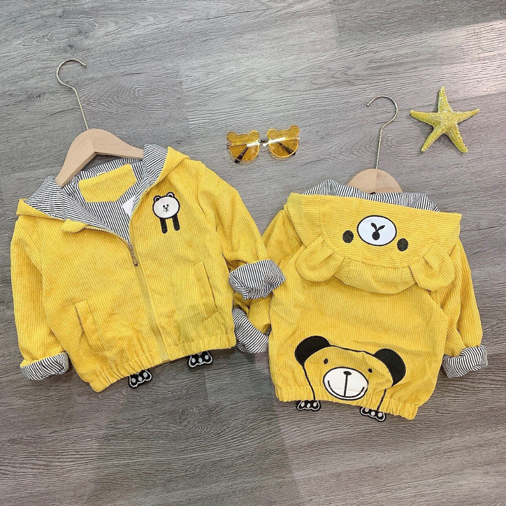 Áo khoác cho bé trai bé gái hình gấu từ 7kg đến 18kg