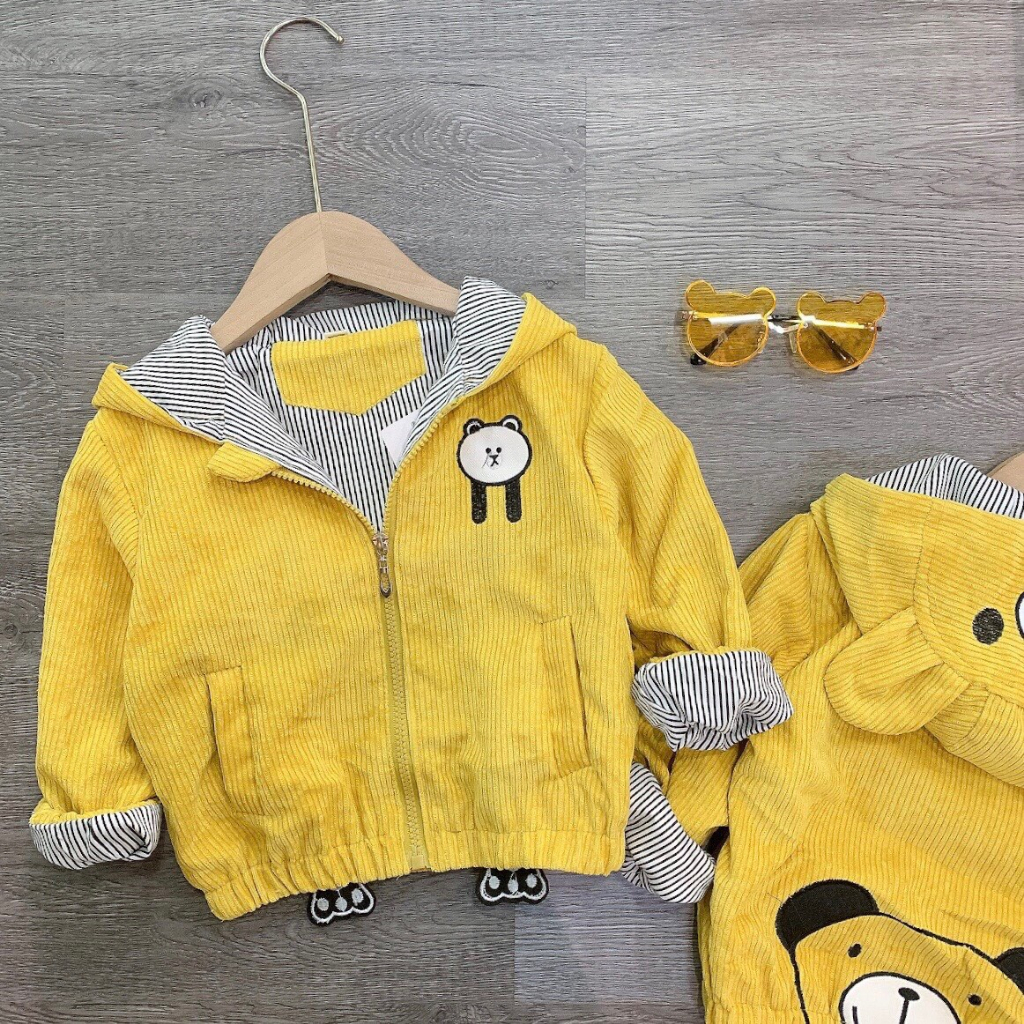 Áo khoác cho bé trai bé gái hình gấu từ 7kg đến 18kg