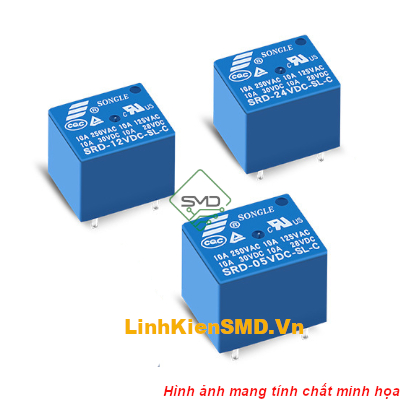Relay Songle 5 chân SRD-05V 12V 24VDC-SL-C 10A Rơ Le