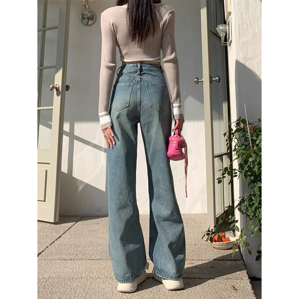 Quần jeans nữ ống rộng màu màu vintage 2023 | BigBuy360 - bigbuy360.vn