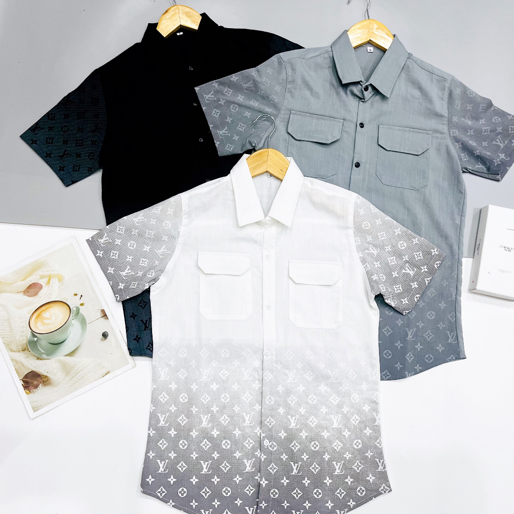 Áo sơ mi nam tay ngắn loang màu in họa tết siêu đẹp chất vải đũi CAO CẤP giá rẻ chuẩn shop uy tín