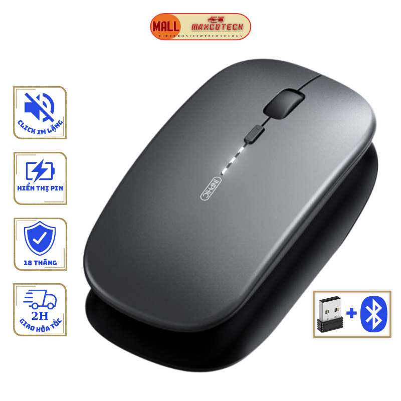 Chuột Không Dây Bluetooth Maxcotech Inphic M1pro Pin Sạc Click Chống ồn Báo Thời Lượng Pin Độ Nhạy 1600DPI