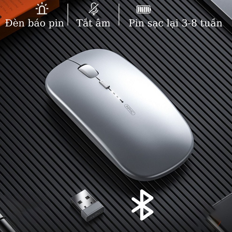 Chuột Không Dây Bluetooth Maxcotech Inphic M1pro Pin Sạc Click Chống ồn Báo Thời Lượng Pin Độ Nhạy 1600DPI