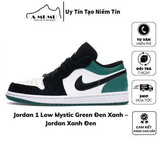 Giày jd 1 mystic green đen xanh, jd cổ thấp đen xanh bản cao cấp full box bill