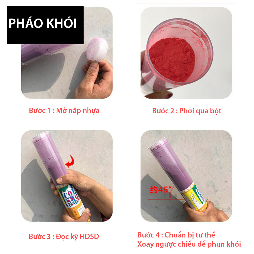 Pháo Khói Màu Đồ Chơi Chụp Ảnh Sương Mù Kỷ Yếu, Lễ Hội, Phun khói kéo dài tới 40 Giây
