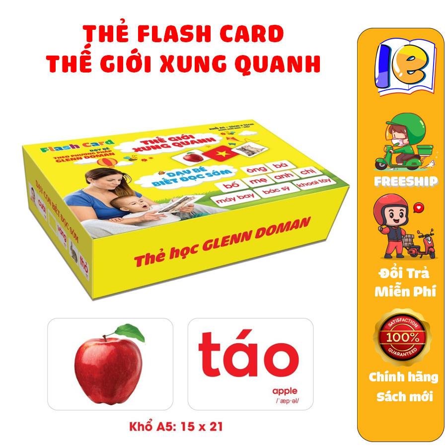 Bộ thẻ FLASH CARD dạy bé vê thế giới xung quanh theo phương pháp Glenn Doman - Song ngữ tiếng Anh (A5)