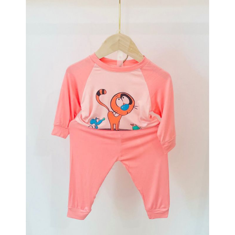 Bộ thun lạnh minky mom cho bé, bộ thun lạnh dài tay túi thật dễ thương cho bé trai bé gái