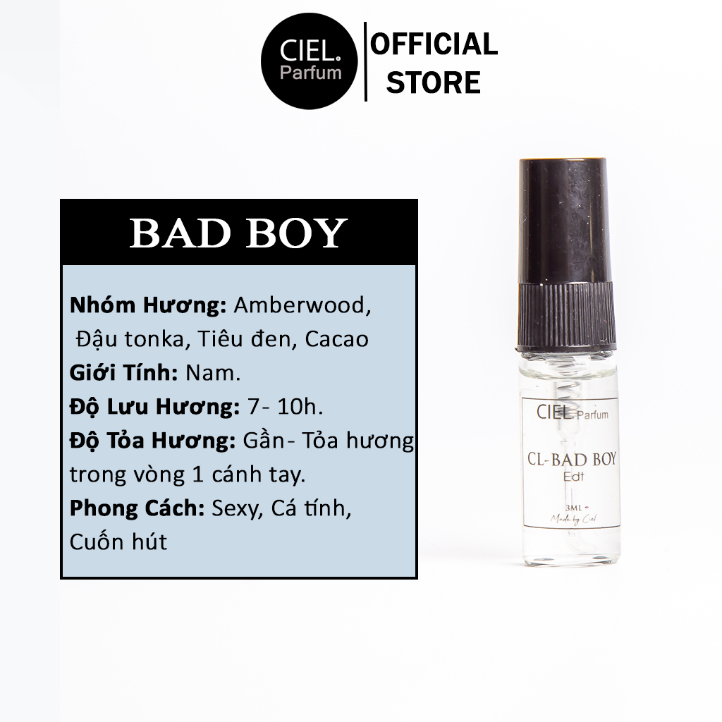 Nước hoa nam CL BAD BOY Edt chính hãng cao cấp CIEL Parfum phong cách sexy, cá tính, cuốn hút