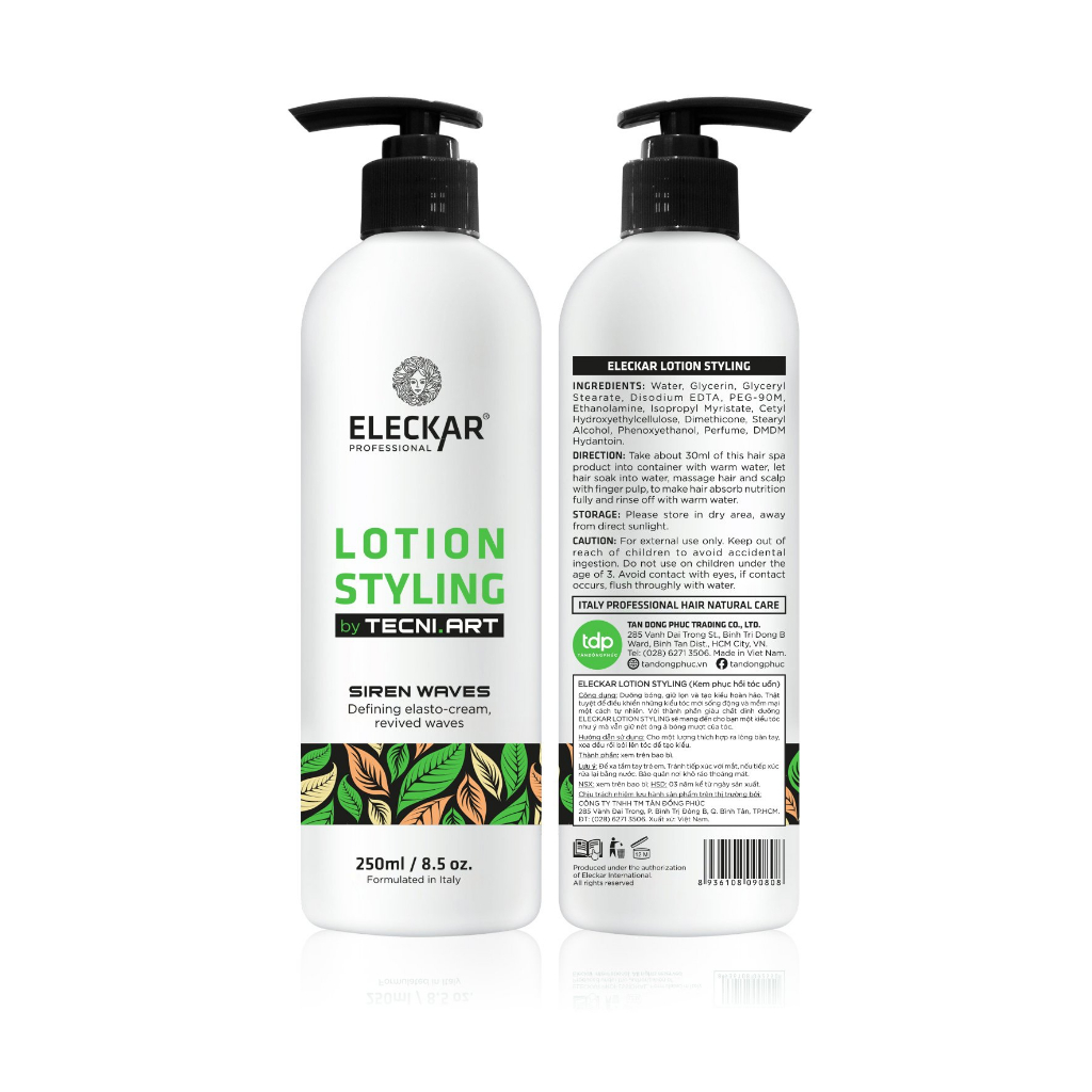 Lotion styling tạo lọn giữ nếp phục hồi tóc uốn Eleckar 250ml