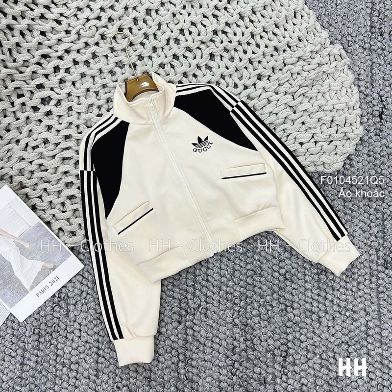 Áo khoác umi thể thao adidase guccii phối màu kéo khóa tay dài chạy viền sọc hàng QC tôn dáng transtore