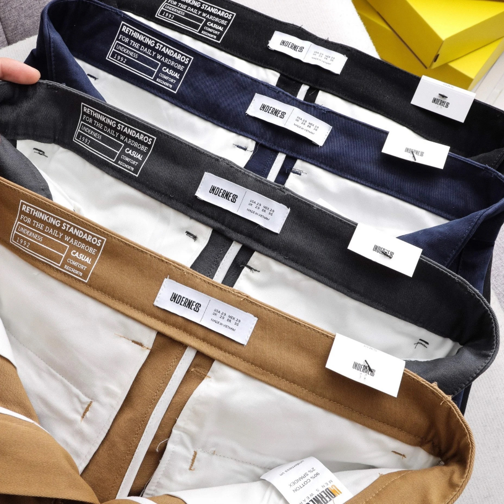 Quần kaki nam UNDERNESS phong cách đơn giản, thanh lịch, chất kaki dày dặn, form slimfit ôm nhẹ