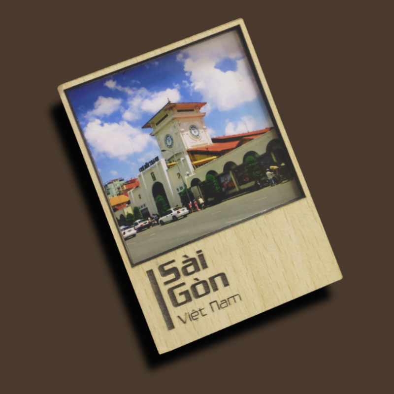 Nam châm tủ lạnh bằng gỗ hình Sài Gòn-Việt Nam