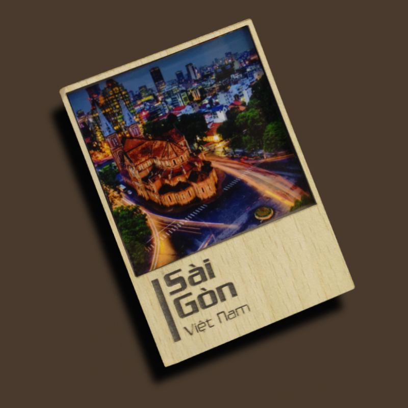 Nam châm tủ lạnh bằng gỗ hình Sài Gòn-Việt Nam