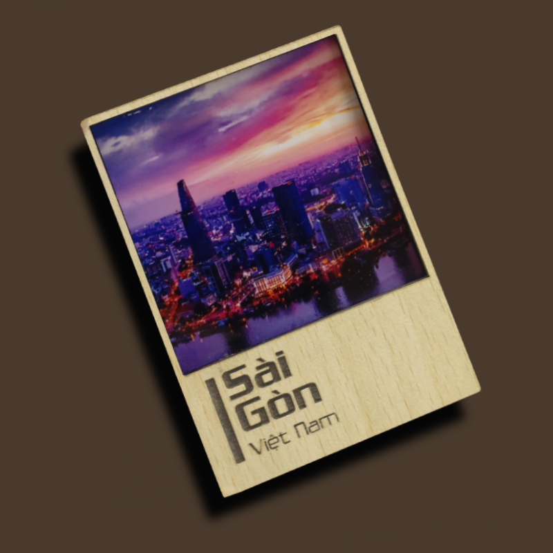 Nam châm tủ lạnh bằng gỗ hình Sài Gòn-Việt Nam