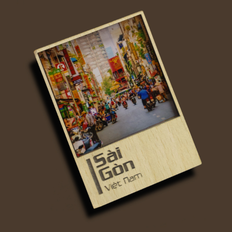 Nam châm tủ lạnh bằng gỗ hình Sài Gòn-Việt Nam