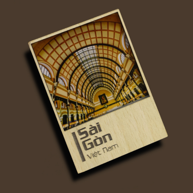 Nam châm tủ lạnh bằng gỗ hình Sài Gòn-Việt Nam