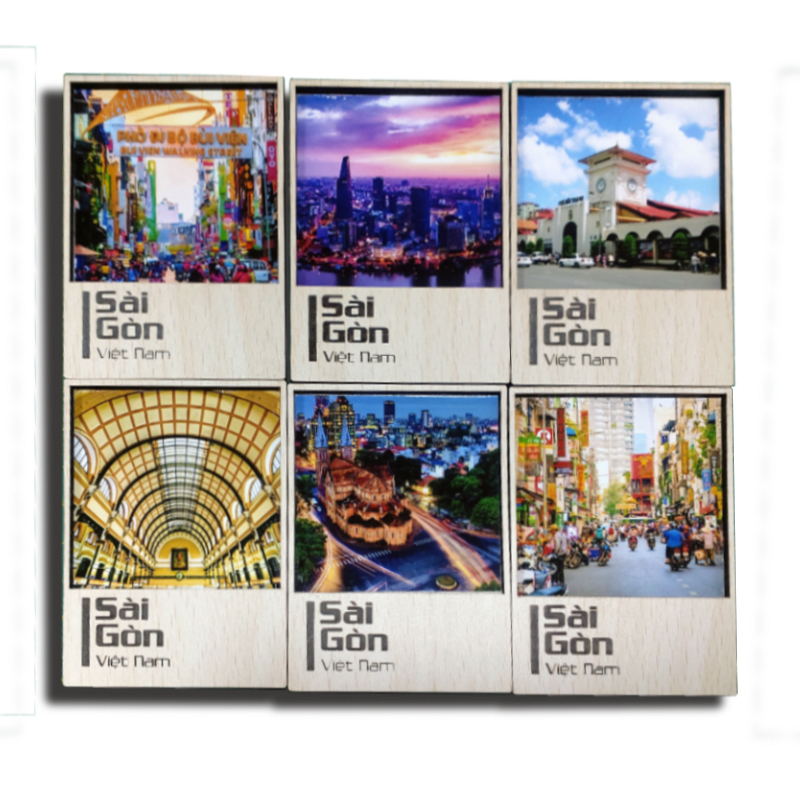 Nam châm tủ lạnh bằng gỗ hình Sài Gòn-Việt Nam