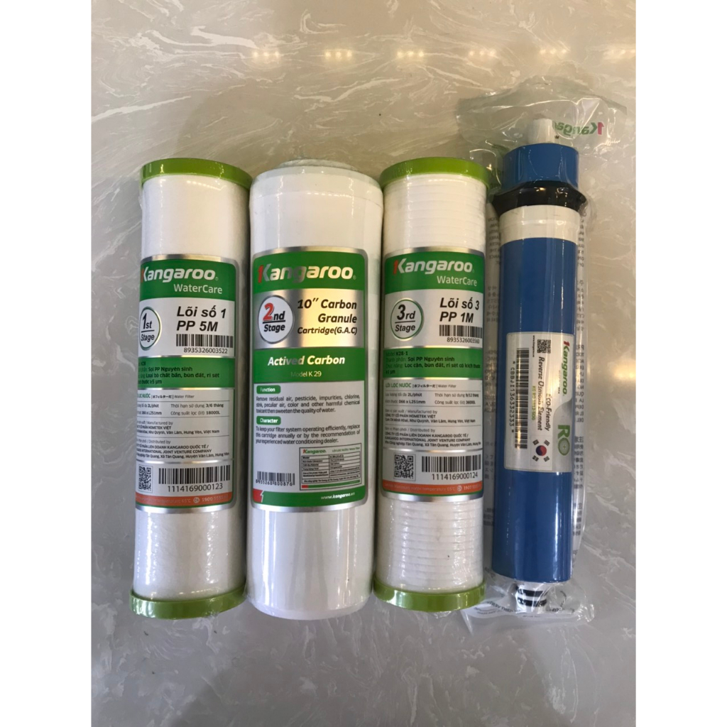 Bộ lõi lọc 1234 Kangaroo - Hàng chính hãng - Lọc sạch vi rút , vi khuẩn mang lại nguồn nước uống tinh khiết