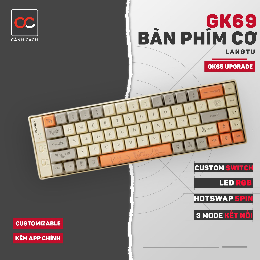 Bàn phím cơ không dây HOTSWAP Langtu GK65 % CUSTOM SWITCH | BigBuy360 - bigbuy360.vn