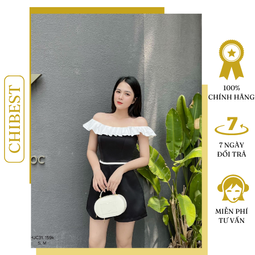 Jum short tapta phối cổ bèo sang trọng CHIBEST HJC31