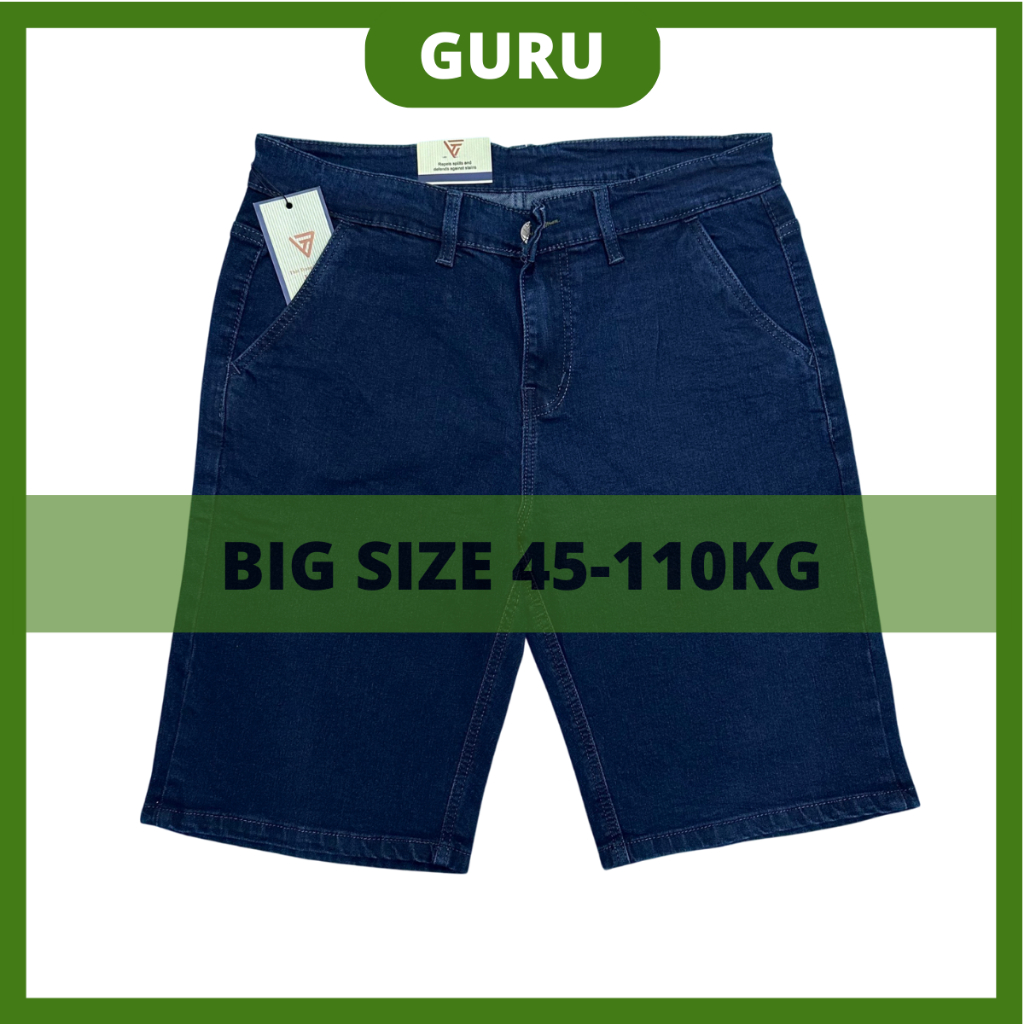 Quần jean bò short nam trung niên túi chéo co giãn form ống suông thỏa mái có big size đại cho bố ba GURU_Mã SHORT