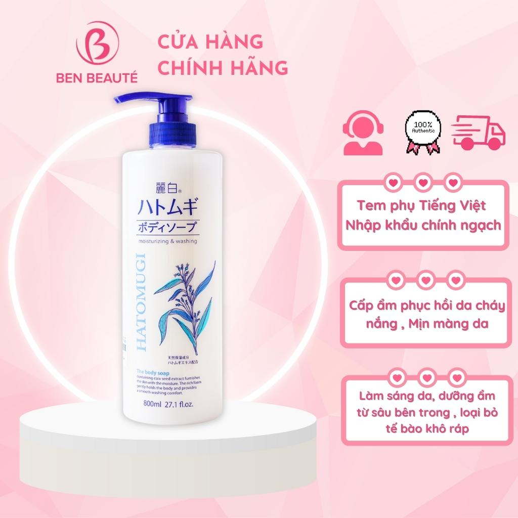 Sữa Tắm Dưỡng Ẩm, Trắng Da Chiết Xuất Hạt Ý Dĩ Hatomugi Moisturizing Washing 800ml