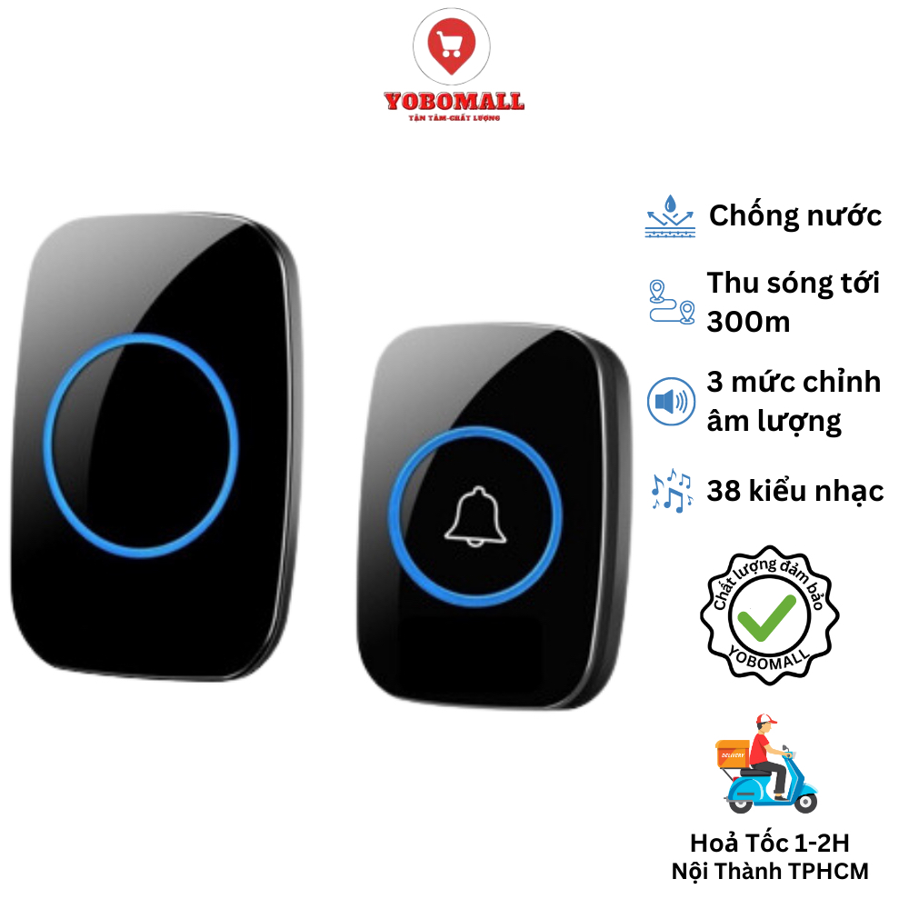 Chuông cửa không dây 36 kiểu chuông tín hiệu xuyên tường,chống nước, Khoảng cách 150 -300m bảo hành 1 đổi 1-Yobomall