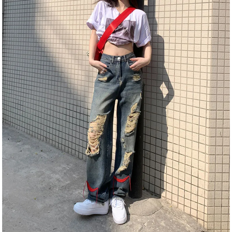 Mua Quần denim rách mùa hè của phụ nữ mỏng phần ing người ăn xin quốc ...