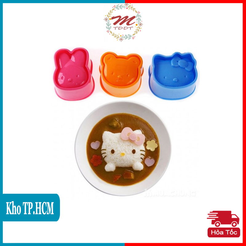 Bộ 3 Khuôn Làm Cơm, Làm Bánh Tạo Hình Ngộ Nghĩnh, Giúp Cho Bé Ăn Ngon Miệng - MTDDT