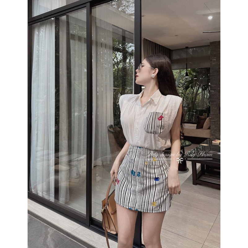 Set Áo Váy Cha.nel Độn Vai MAYA