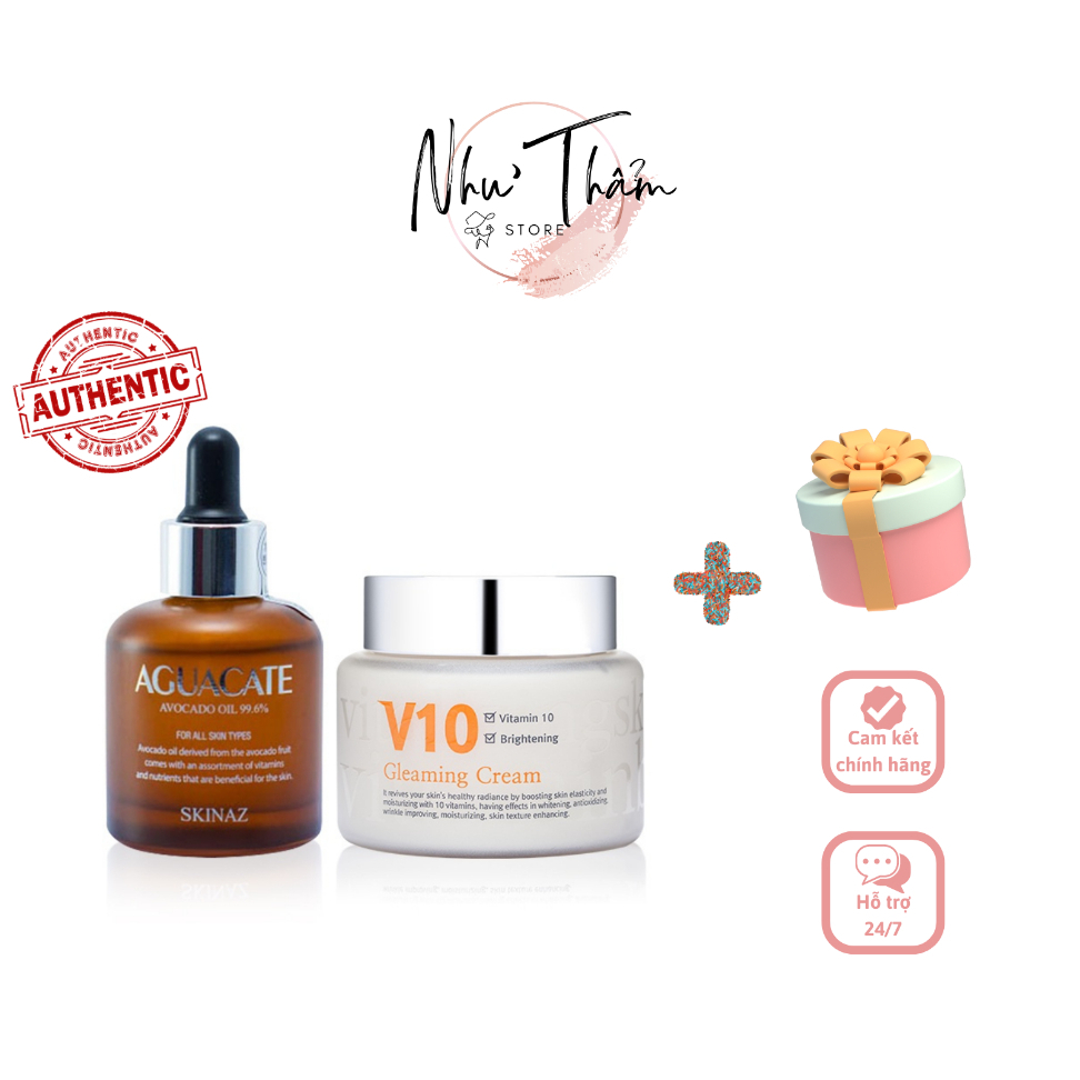 Kem V10 100ml + Serum Bơ Aguacate Oil 99,6% 30ml Skinaz Hàn Quốc (Quà Tặng)