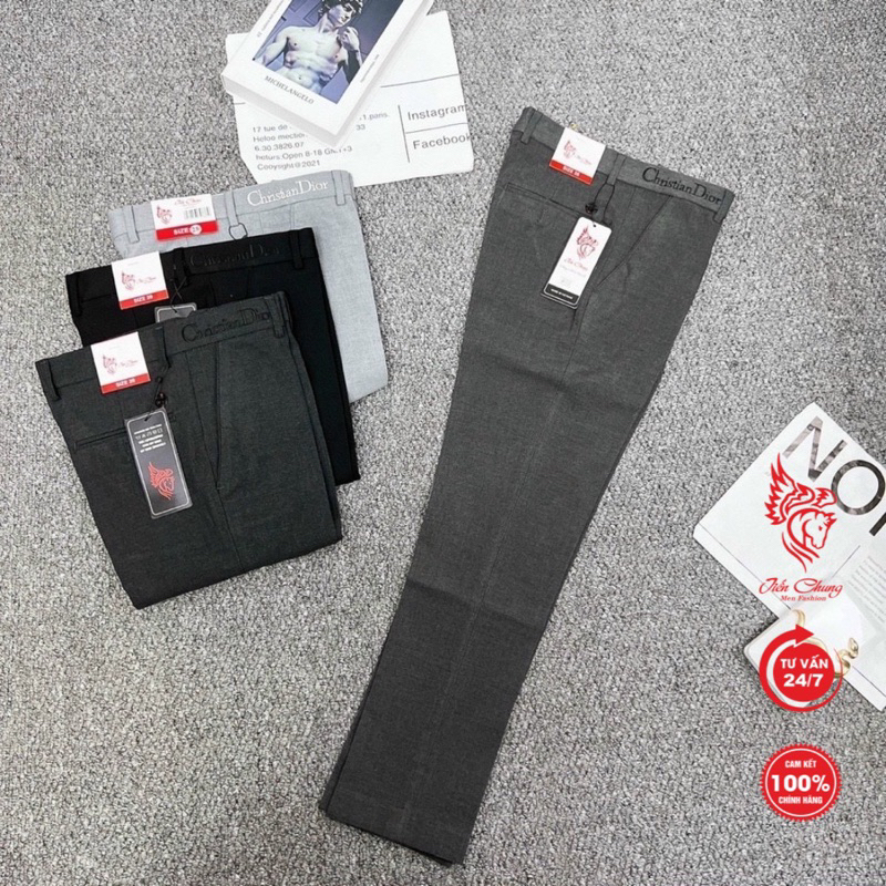 Quần Âu Nam Vải Thêu Chữ , Quần Tây Âu Cạp Thêu, Dáng ôm, Chất vải xịn không giãn không bai không xù