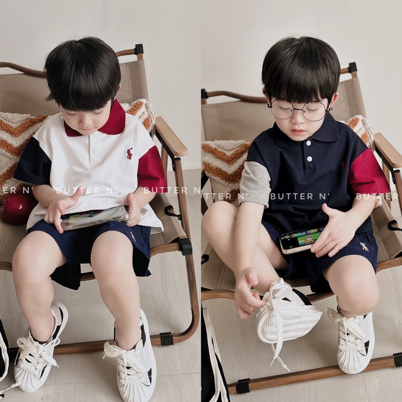 Áo Polo Phối Màu Cho Bé
