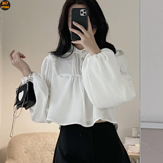 Áo sơ mi cổ sen bánh bèo dài tay 247store - Smbeo12345